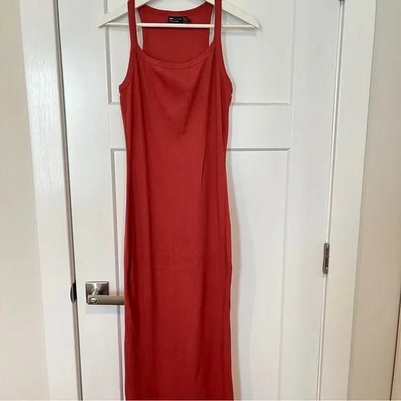 ASOS Ribbed Maxi Dress - Rust/Orange - Picture 5 of 10